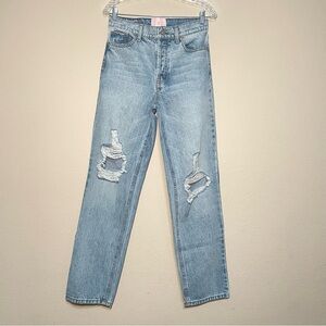 Revice Super 80s Catwalk Straight Leg Jeans Size 26 Distressed High Rise Relaxed